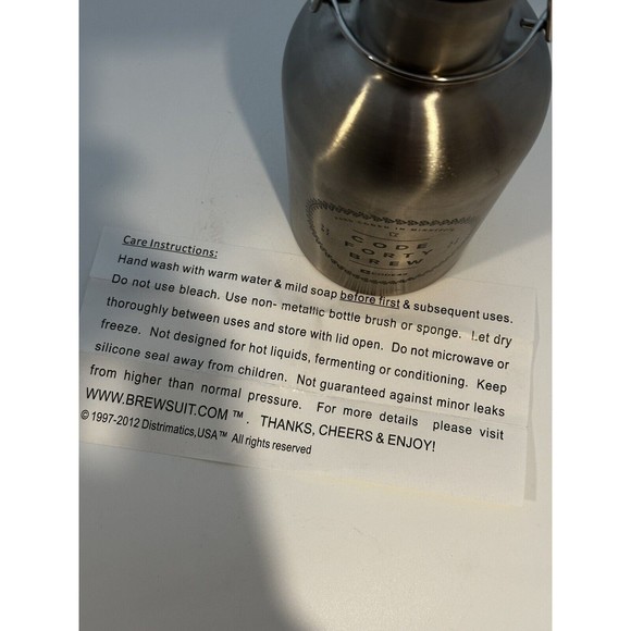 Code Forty Brew 32oz/1liter SS Growler Brewsuit Stainless Steel - Picture 5 of 6